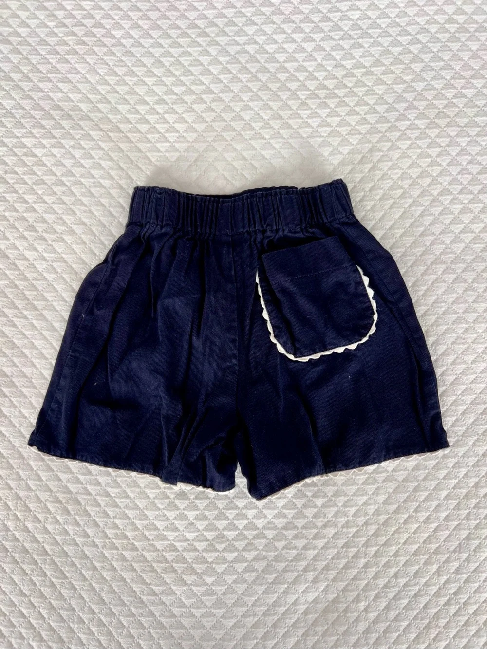 Bella Bliss navy shorts with white rick rack